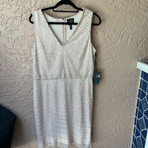 Adrianna Papell Cream Beaded Midi Dress